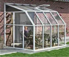 The Rion Sunroom lean-to greenhouse